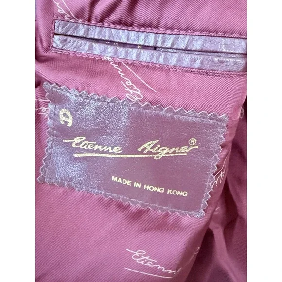 Vintage Etienne Aigner Oxblood Red Leather Short Trench Coat Sz M? - Picture 10 of 16